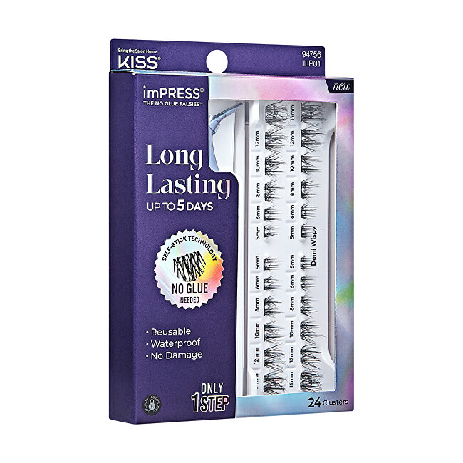 Kiss ImPRESS (Press on LongLasting) False Eyelashes 01 dirbtinės blakstienos
