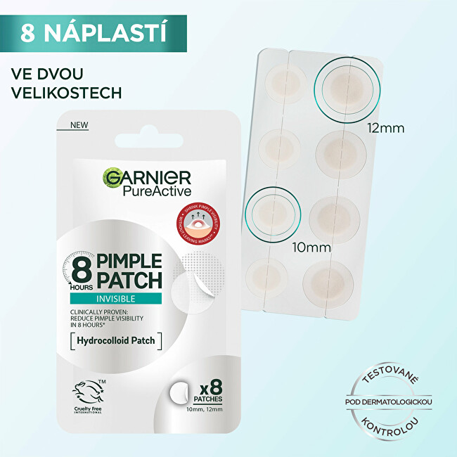 Garnier Hydrocolloid invisible patches with BHA for skin imperfections Pure Active (Pimple Patch) 8 pcs vietinės priežiūros priemonė
