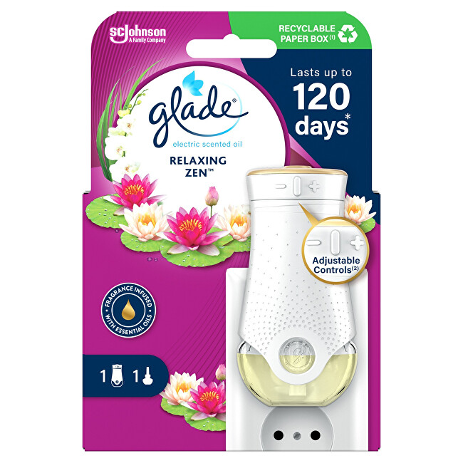 Glade Electric air freshener + refill Relaxing Zen 20 ml 20ml elektrinis kvapų difuzorius Glade Electric air freshener + refill Relaxing Zen 20 ml 20ml elektrinis kvapų difuzorius
