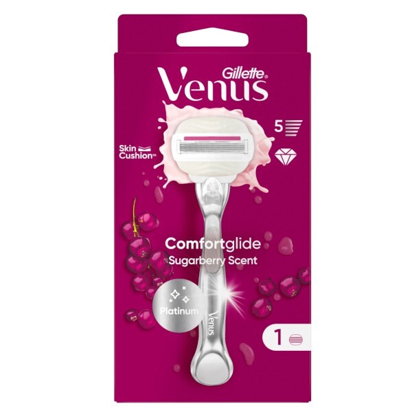 Gillette Venus Platinum Comfortglide Sugarberry shaver + 1 head Moterims