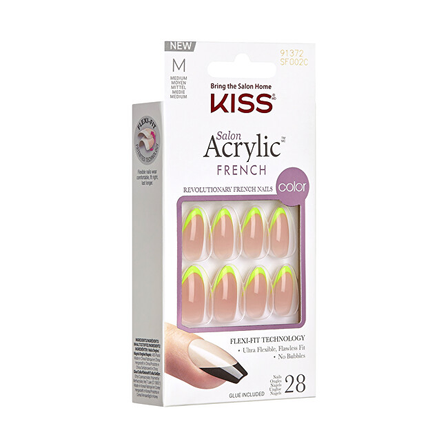 Kiss Adhesive nails Salon Acrylic French Color - Hype 28 pcs priemonė nagams