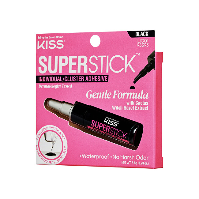 Kiss Eyelash Glue Super Stick Individual (Lash Cluster Adhesive) 6.5 g Black dirbtinės blakstienos