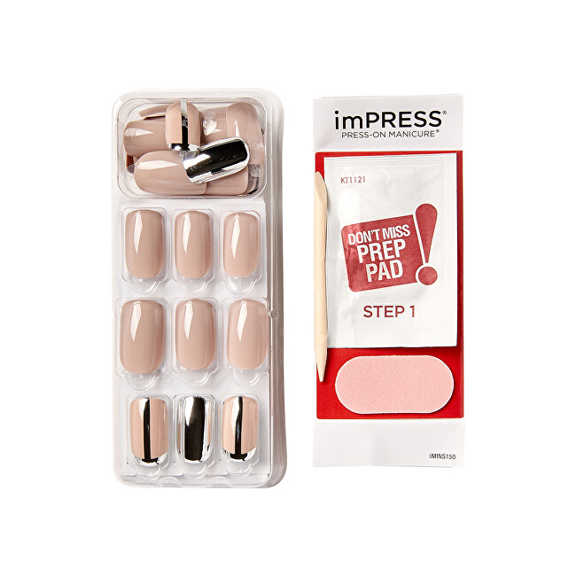 Kiss Self-adhesive nails imPRESS Cloudy 30 pcs priemonė nagams