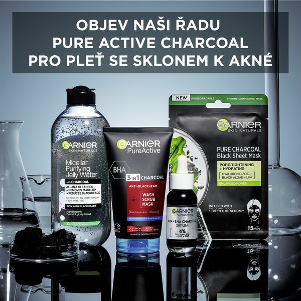 Garnier 3v1 Black Pure Active (Intensive Charcoal Anti-Blackhead) 150ml 150ml vietinės priežiūros priemonė