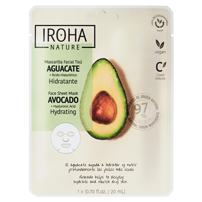 Iroha Avocado Face Sheet Mask Drėkinamasis veido kremas Moterims