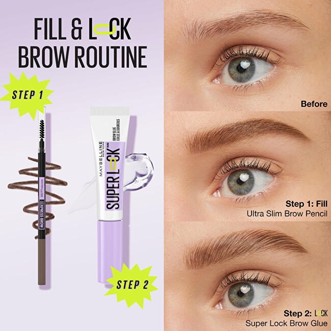 Maybelline Super Lock Eyebrow Fixing Gel (Brow Glue) 8 g antakių kosmetika