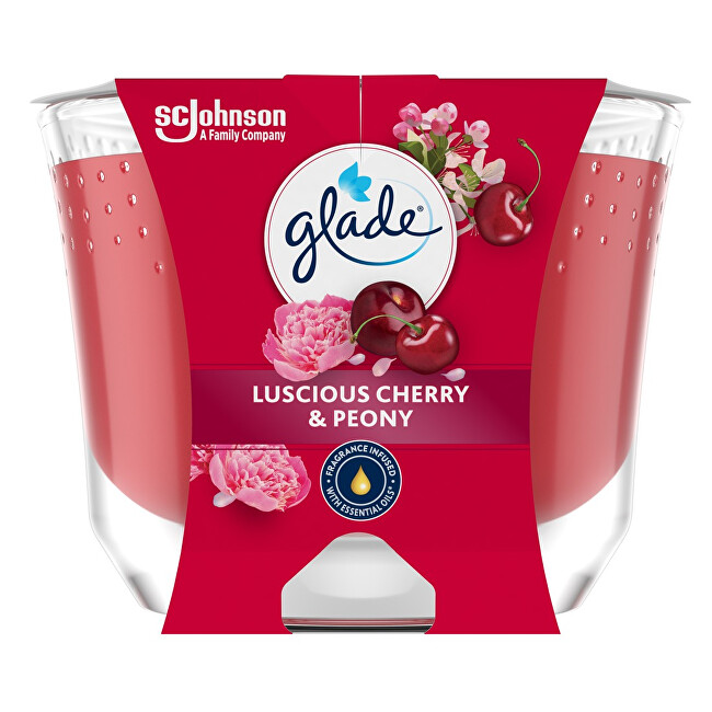 Glade Luscious Cherry & Peony Scented Candle 204 g kvepianti žvakė