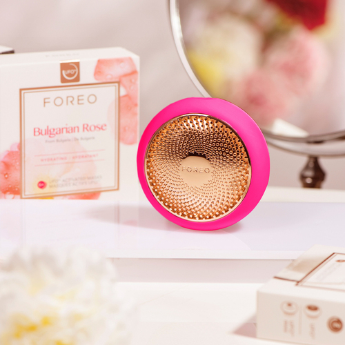 Foreo UFO&trade; sonic device for accelerating the effects of a facial mask Pearl Pink veido valymo prietaisas