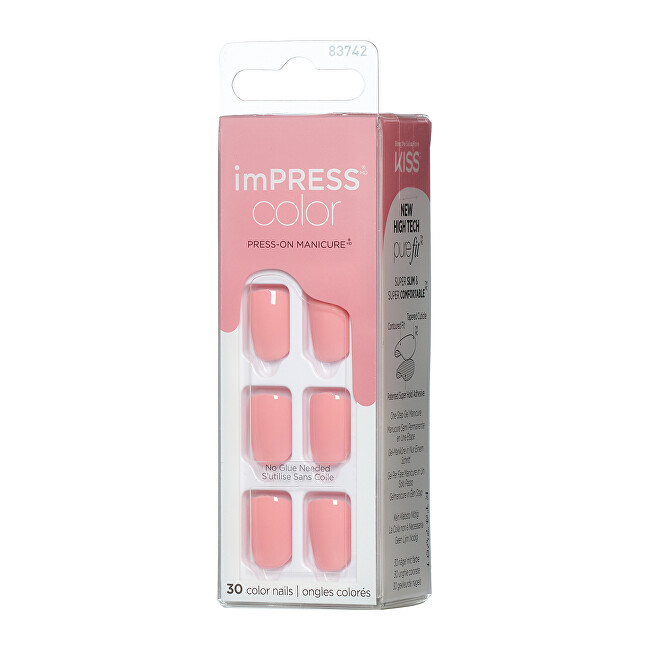 Kiss Self-adhesive nails imPRESS Color Pretty Pink 30 pcs priemonė nagams