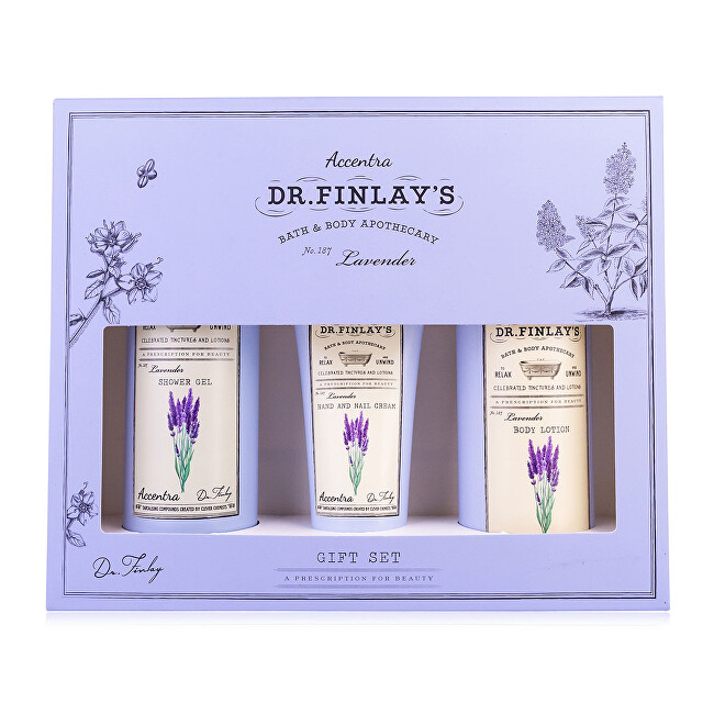 Accentra Lavender DR. FINLAY`S bath care gift set in a lavender gift box, shower gel 240ml, body lotion 190ml, hand and nail cream 60ml, 3 fragrances 240ml
