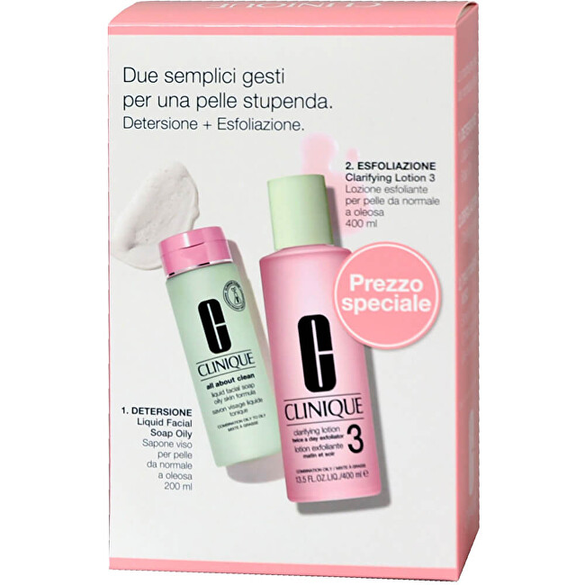 Clinique CLARIFYING LOTION 3 400ML+ ALL ABOUT CLEAN LIQUID FACIAL SOAP 200ML makiažo valiklis