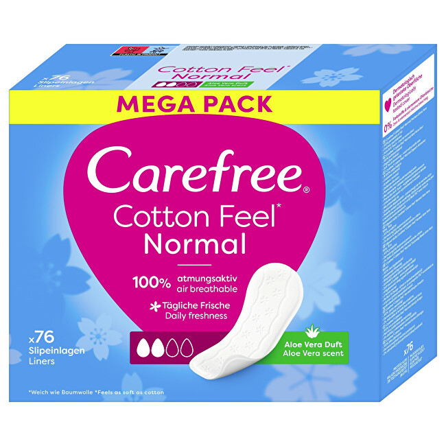 Carefree Panty liners with Aloe Vera extract Cotton Feel Normal 76 pcs Moterims