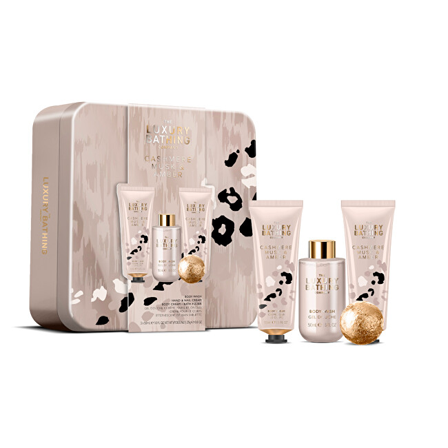 Grace Cole Cashmere Gift Box ( Ka&scaron;m&iacute;r, Mo&scaron;us & Ambra ) - D&aacute;rkov&aacute; sada tělov&eacute; p&eacute;če v d&oacute;ze ( 4 ks ) Vonios ir du&scaron;o priemonė Moterims