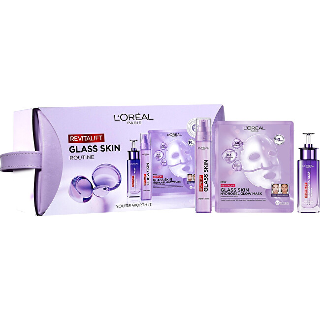 L`oreal Glass Skin Routine Set - D&aacute;rkov&aacute; sada Drėkinamasis veido kremas Moterims