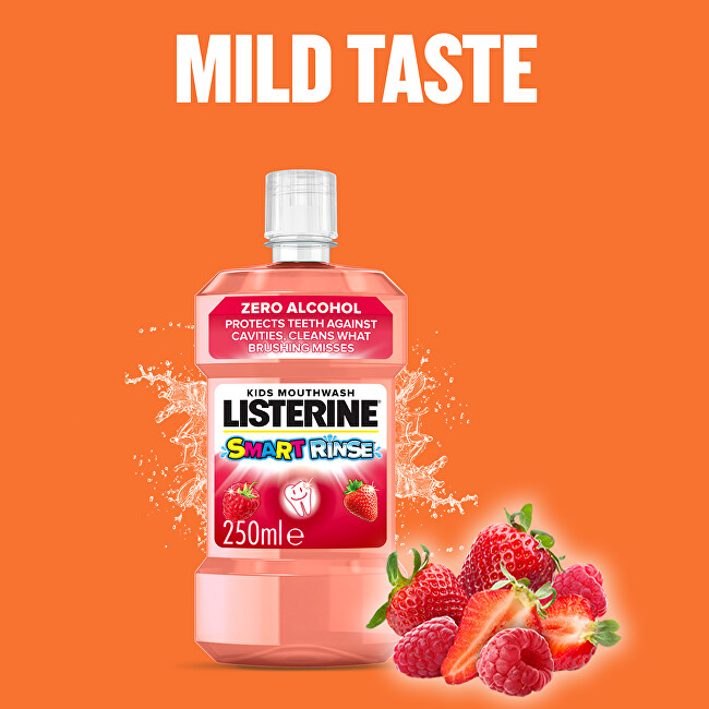 Listerine Mouthwash for Kids Fruity Smart Rinse Berry 250 ml 250ml Dantų emalį stiprinanti priemonė
