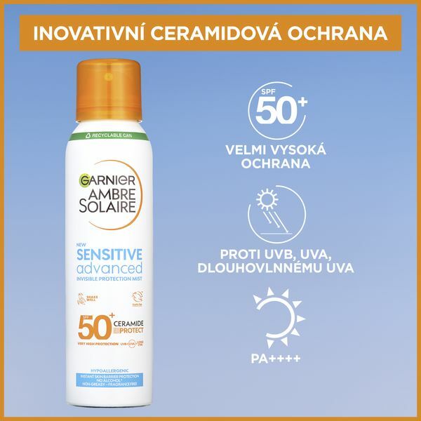 Garnier Protective mist for sensitive skin SPF 50+ Sensitiv e Advanced (Invisible Protection Mist) 150 ml 150ml veido apsauga