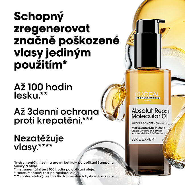L'Or&eacute;al Professionnel Absolut Repair Molecular Bi-Phase Oil for Damaged Hair 90ml atstatomoji plaukų priežiūros priemonė