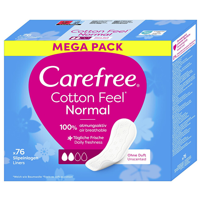 Carefree Cotton Feel Normal panty liners with cotton extract 76 pcs Moterims