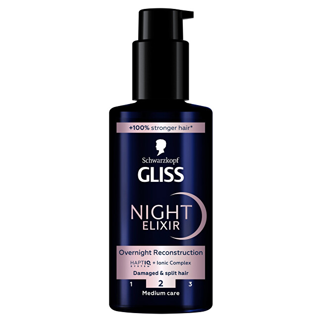 Gliss Kur Night Elixir Overnight Reconstruction 100 ml 100ml nenuplaunama plaukų priežiūros priemonė