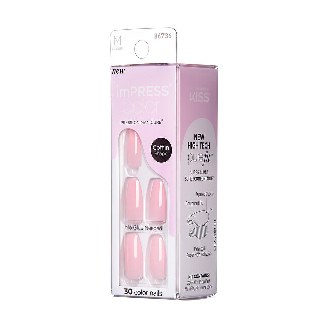 Kiss Self-adhesive nails imPRESS Color MC Pink Dream 30 pcs priemonė nagams