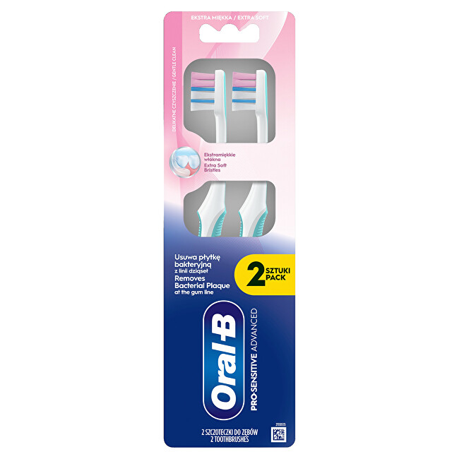 Oral B Pro-Sensitive Soft Toothbrush 2 pcs dantų &scaron;epetėlis