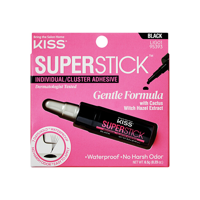 Kiss Eyelash Glue Super Stick Individual (Lash Cluster Adhesive) 6.5 g Black dirbtinės blakstienos