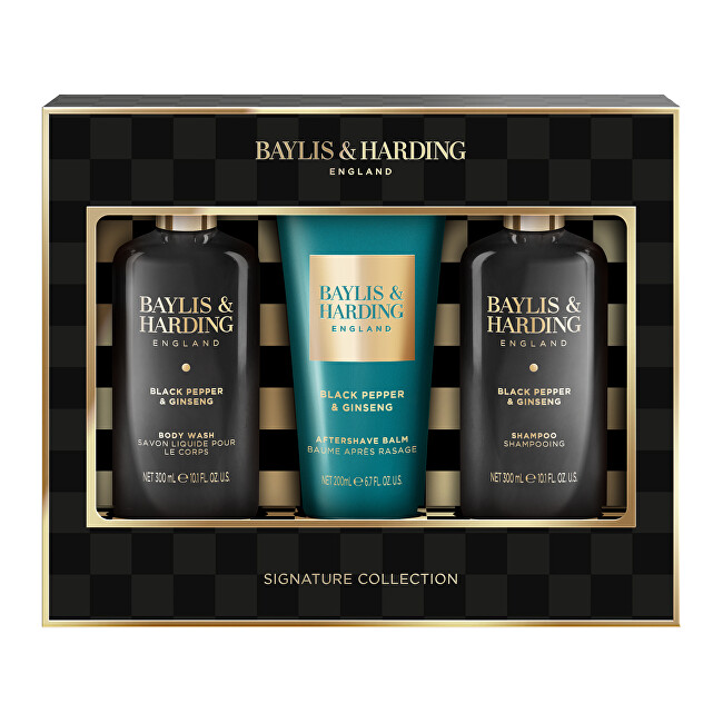 Baylis & Harding Men Shower Trio ( Black Pepper & Ginseng ) - D&aacute;rkov&aacute; sada p&eacute;če o tělo ( 3 ks ) Vonios ir du&scaron;o priemonė Vyrams