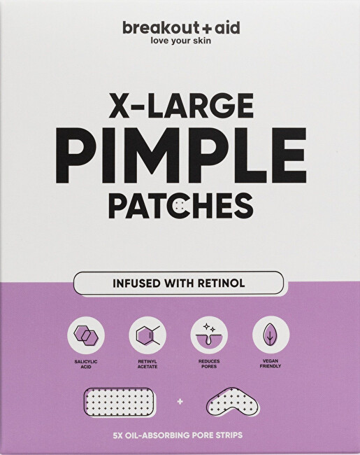 Breakout+aid XL Patches for the treatment of problematic skin with salicylic acid and retinol 5 pcs Unisex