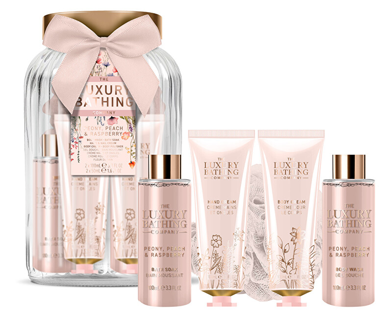 The Luxury Bathing Company Gift set in a glass jar Peony, Peach & Raspberry 5 pcs Moterims