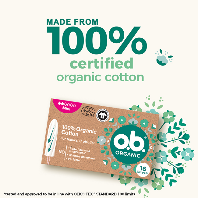 o.b. Organic Mini Tampons 16 ks Intymios higienos priemonė