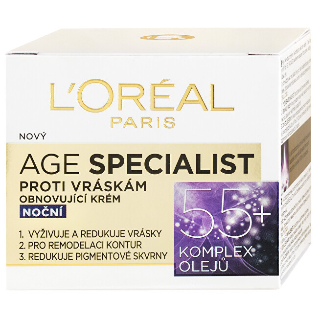 L´Oréal Paris Night Wrinkle Cream Specialist Age 55+ 50 ml 50ml vietinės priežiūros priemonė