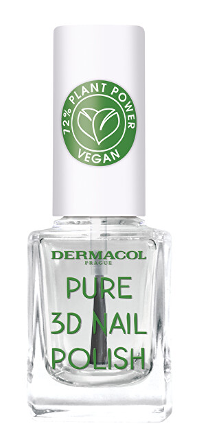 Dermacol Pure 3D natural nail polish 02 Absolute White nagų lakas