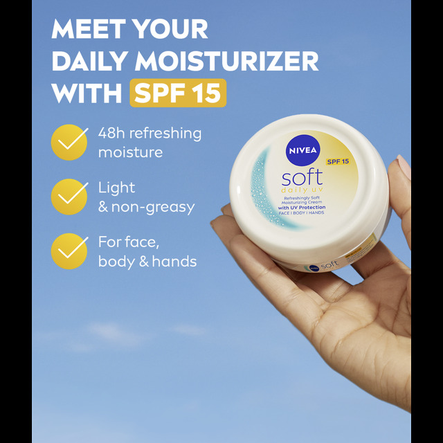 Nivea Moisturizing cream with UV protection SPF 15 Soft (Daily UV Cream) 100 ml 100ml rankų kremas