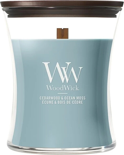 WoodWick Scented candle vase medium Cedarwood & Ocean Moss 275 g kvepianti žvakė