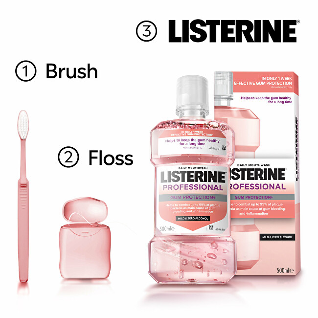 Listerine Mouthwash Professional Gum Protection+ 500 ml 500ml Dantų emalį stiprinanti priemonė