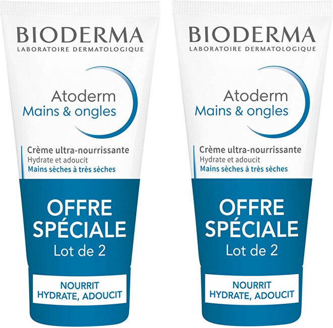 BIODERMA Set of nourishing creams for hands and nails Atoderm Mains (Ultra-Nourishing Cream Hands & Nails) 2 50ml rankų kremas