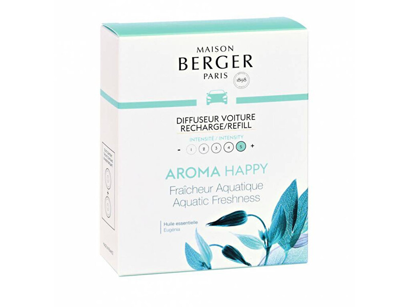 Maison Berger Paris Replacement refill for car diffuser Aroma Happy Aquatic Fresheness (Car Diffuser Recharge / Refill) Unisex