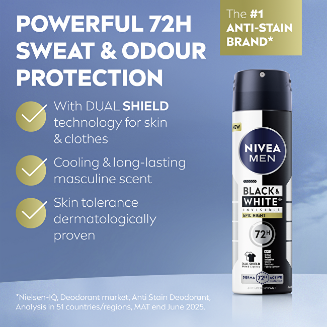 Nivea Antiperspirant spray B&W Epic Night Anti-Perspirant 150 ml 150ml dezodorantas