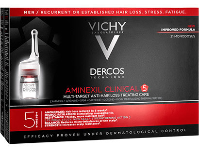 Vichy Multi-purpose treatment against hair loss for men Dercos Aminexil Clinical 5 x 21 6 ml 6ml atstatomoji plaukų priežiūros priemonė