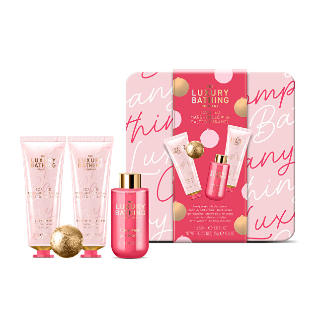 Grace Cole Toasted Marshmallow & Salted Caramel Body Care Box - D&aacute;rkov&aacute; sada v plechov&eacute; d&oacute;ze ( 4 ks ) Vonios ir du&scaron;o priemonė Moterims