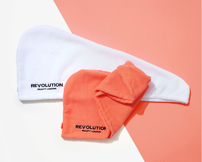 Revolution Haircare Elastic hair turban (Microfibre Hair Wrap) Coral/White plaukų formavimo prietaisas