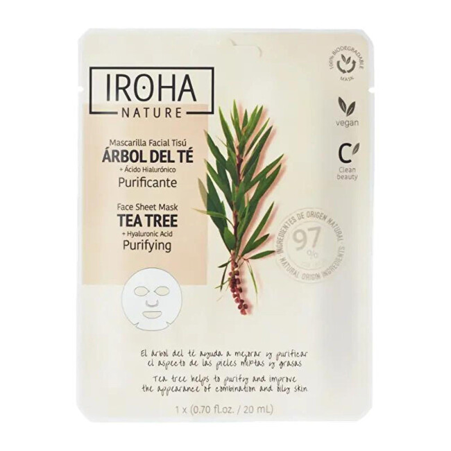Iroha Tea Tree Purifying Face Sheet Mask Aknė ir spuogai Moterims