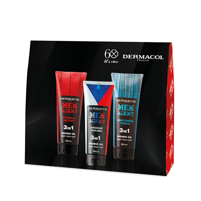 Dermacol Men Agent Mix Shower Gel Trio - D&aacute;rkov&aacute; sada Vonios ir du&scaron;o priemonė Vyrams