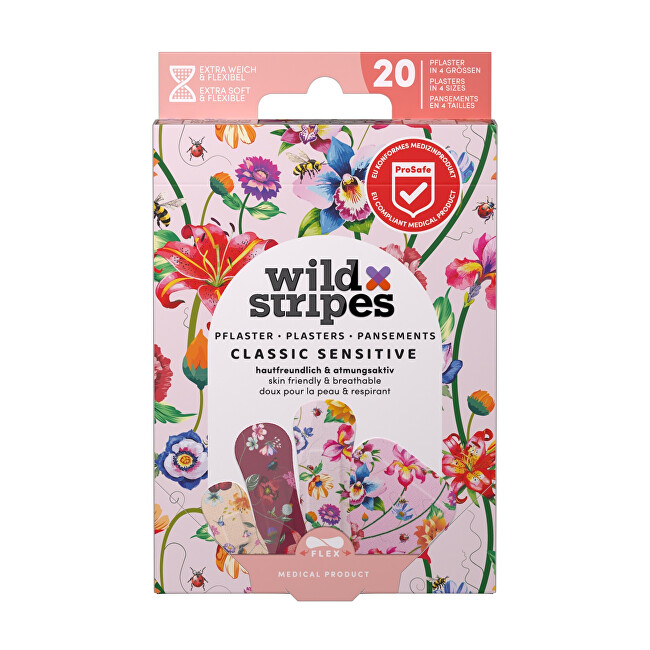 Wild Stripes Hypoallergenic patches Classic Sensitive Vintage Flowers 20 pcs. Kūno priežiūra Moterims