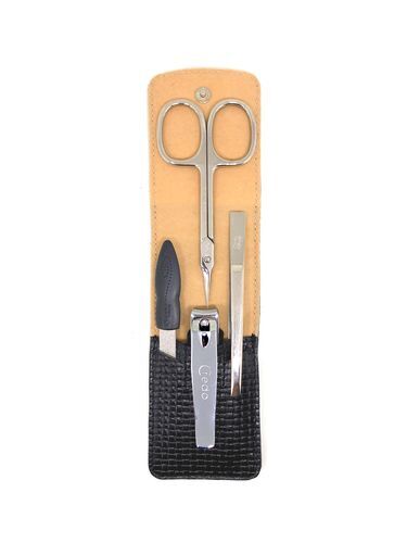 Credo Solingen Luxury 4 piece manicure in black leather case Noble Black Manikiūro priemonė