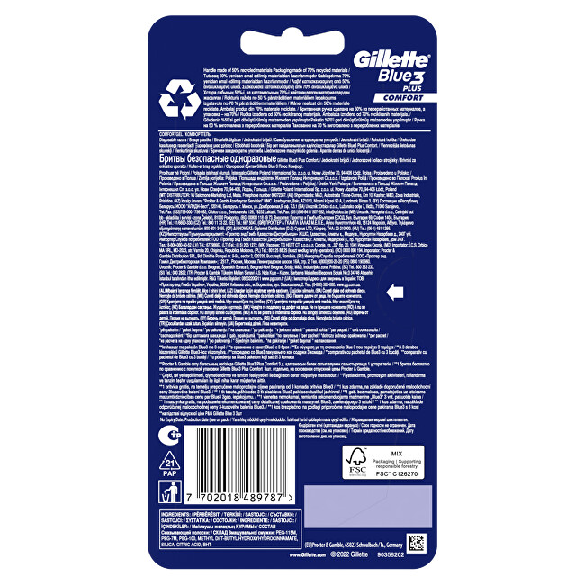 Gillette Gillette Blue3 Comfort jednor&aacute;zov&aacute; hol&iacute;tka 3+1ks Vyrams