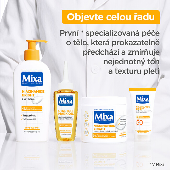 Mixa Moisturizing Anti-Dark Spot Cream 400ml vietinės priežiūros priemonė