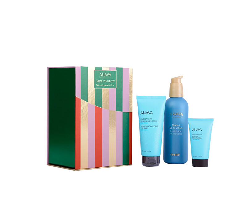 Ahava Wave of Hydration Trio Set Ahava:  Dead Sea Water, Vegan, Hydrating, Hand Cream, 100 ml +  Dead Sea Water, Vegan, Cleansing & Hydrating, Shower Gel, For All Skin Types, 40 ml + Sea Kissed, Hydrating, Body Lotion, Rankų priežiūros priemonė