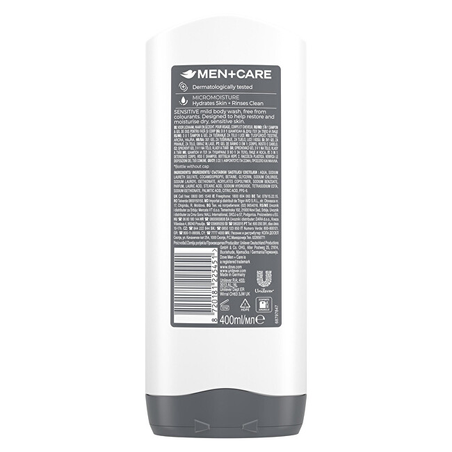 Dove Men + Care Sensitiv e Men&acute;s Body, Face and Hair (3 in 1 Shower Gel) 400ml &scaron;ampūnas