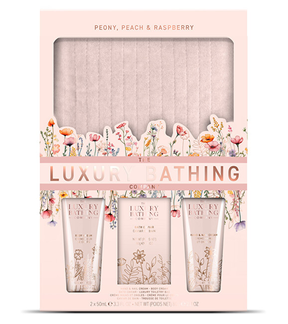 The Luxury Bathing Company Body care gift set with cosmetic bag Peony, Peach & Raspberry 4 pcs Moterims